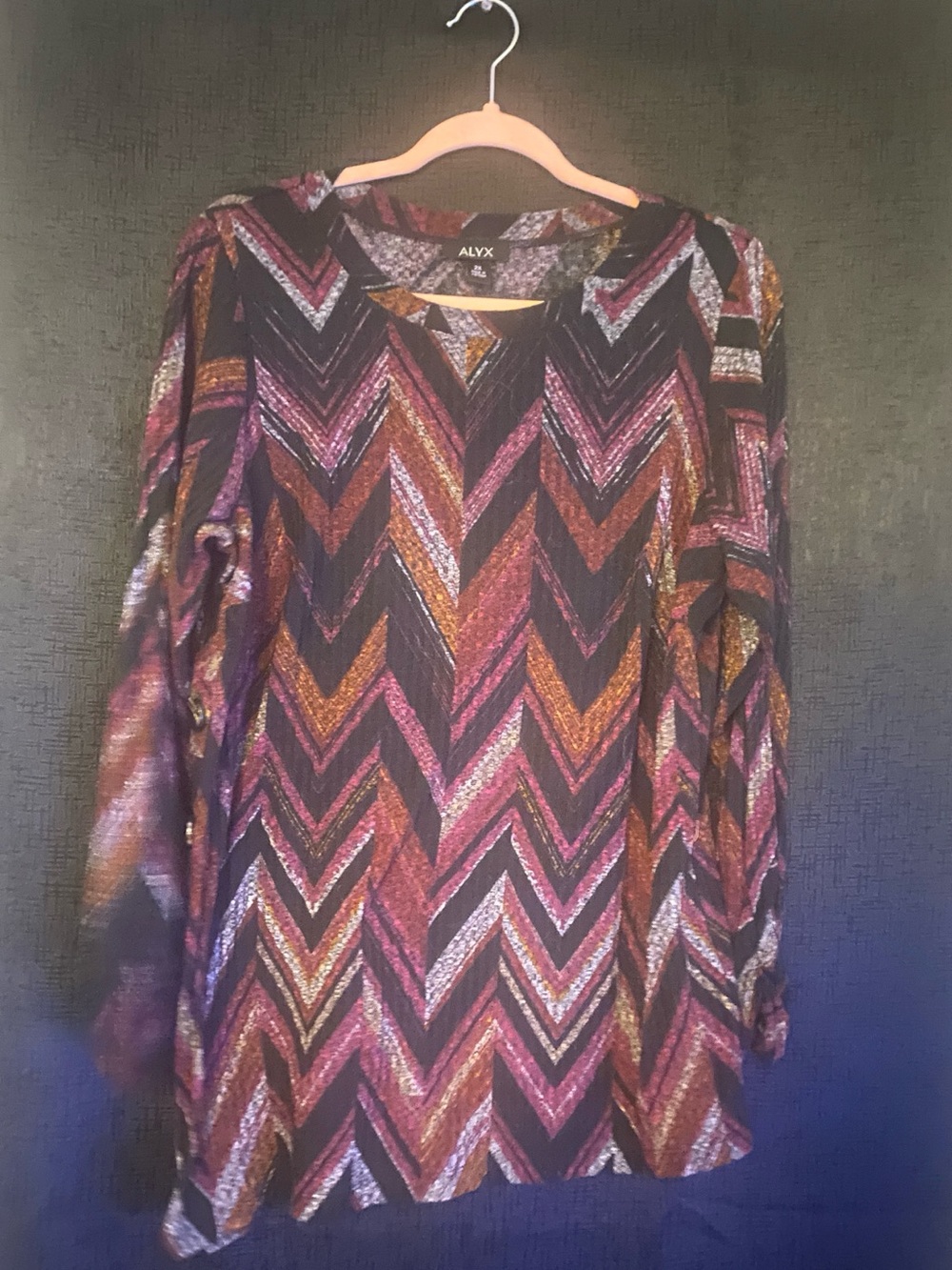 ALYX Women’s Chevron Metallic Long-Sleeve Top - Black & Pink size 2X